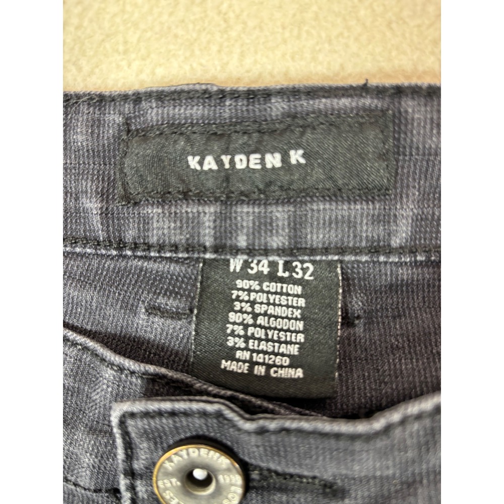 Kayden K Mens Slim Straight Stretch Jeans Dark Charcoal Grey W34 L32 - Picture 2 of 7